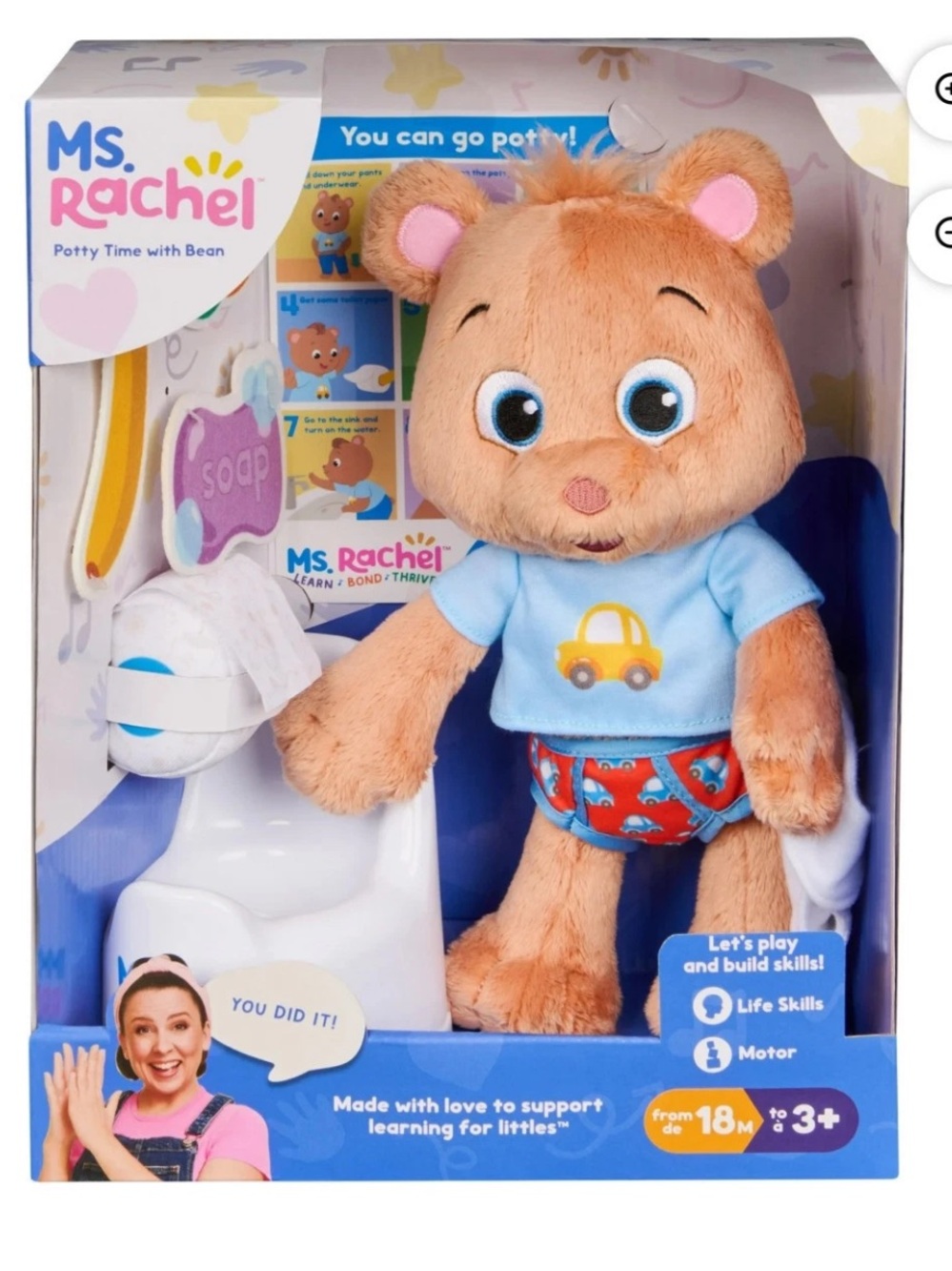 Ms. Rachel Potty Time with Bean Plush Playset NIB Potty Training Toy
